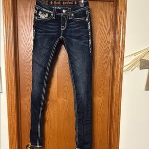 Rock Revival Blue Skinny Jeans with Contrast Stitching